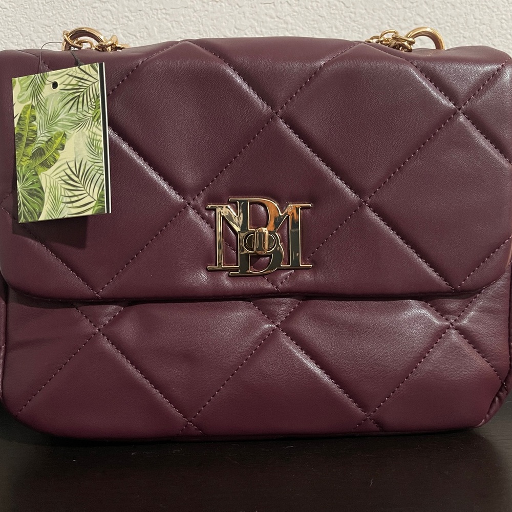 Badgley Mischka Quilted Plum Shoulder Bag